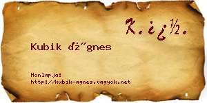Kubik Ágnes névjegykártya